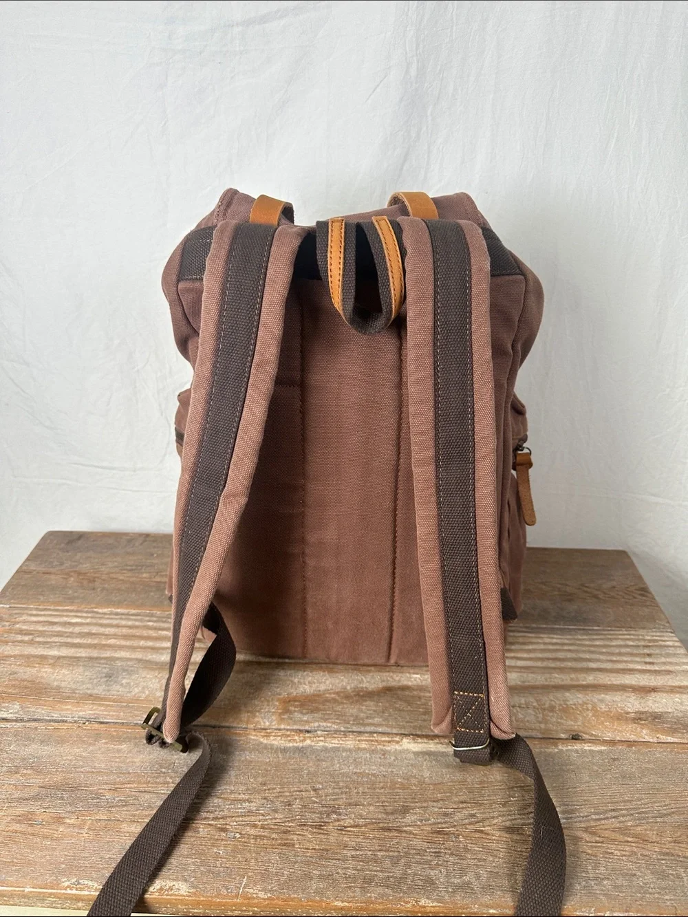 Canvas Brown Backpack with Tan Accents